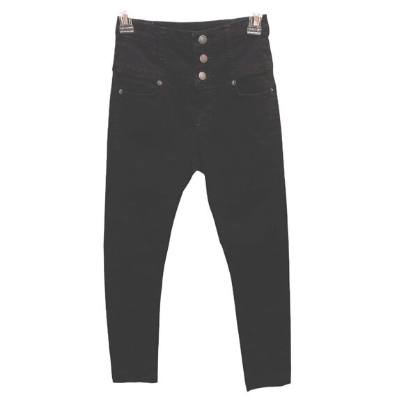 Carmar Women 25 (Actual 23) Black Stretch 3 Button High Waist Skinny Denim Jeans - Picture 1 of 10